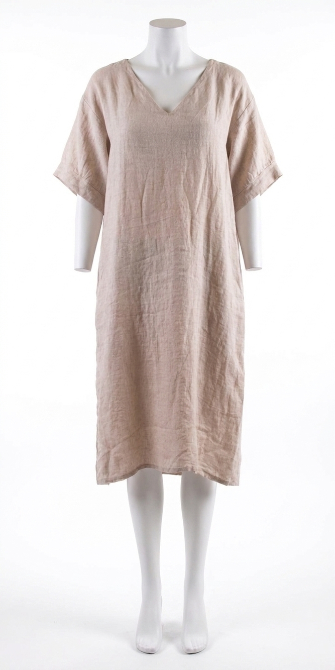 NEW GIGI MODA matera linen midi dress in beige